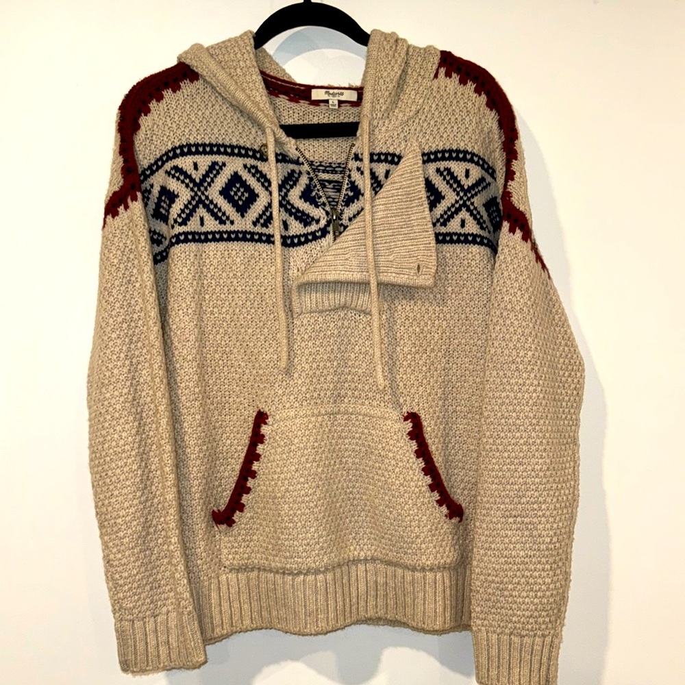 Madewell Hoodie Sweater with Kangaroo Pocket Large EUC